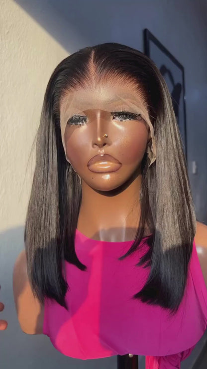 GIGI HD lace front Bob Grade 12A 100% Unprocessed Virgin Hair Natural black