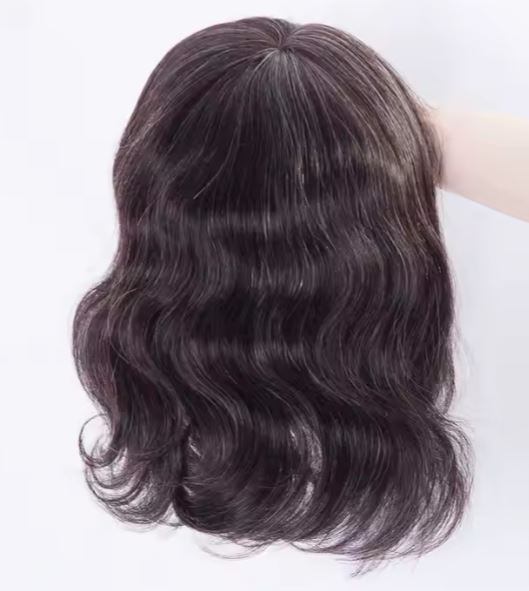 AMANDA  Salt & Pepper Fully Hand Tied Mono Top 12A Grade 100% Virgin European Remy Medical Wig