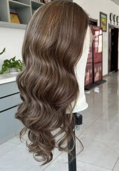 AMIRA Silk Top Balayage Glue less 100% European Virgin Human Hair Medical wig