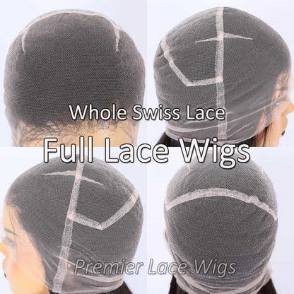 ALICIA "Real Scalp" Silk Top Full Lace Wigs 100% Hand-Tied, Brazilian Virgin Human Hair Deep Wave